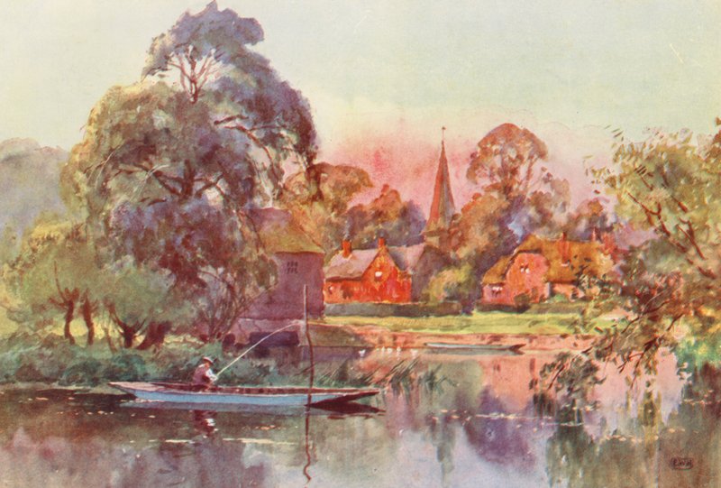Themsen: Whitchurch (farvelitografi) af Ernest William Haslehust