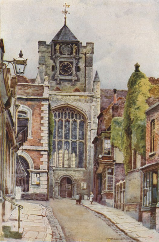 Rye Kirke (farve litho) af Ernest William Haslehust