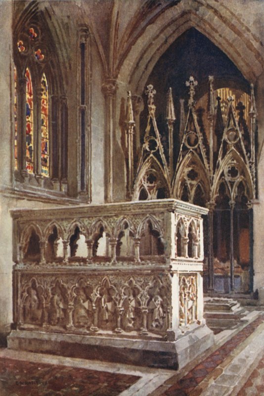 The Cantilupe Shrine (farve litho) af Ernest William Haslehust