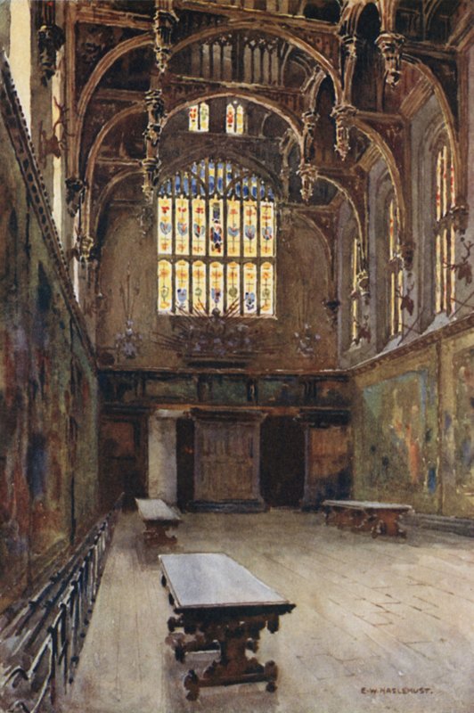 Den Store Sal (farve litho) af Ernest William Haslehust