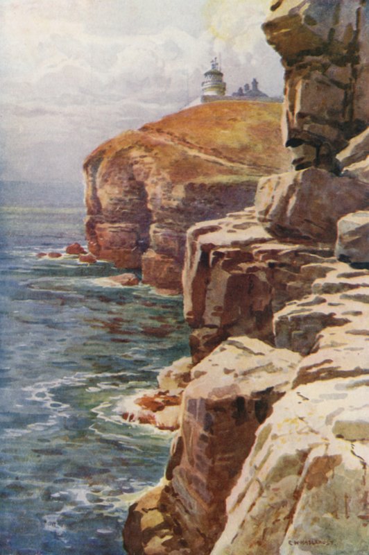 Fyrtårnet, Ambolt Point (farve litho) af Ernest William Haslehust
