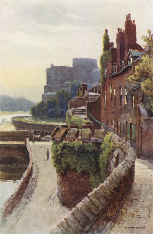 The Walls near Bridgegate (farve litho) af Ernest William Haslehust