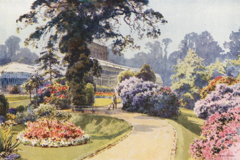The Winter Gardens, Bournemouth (farve litho) af Ernest William Haslehust