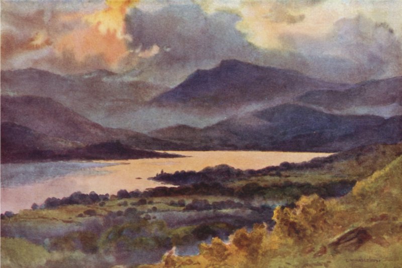 Windermere fra Orrest Head (farve litho) af Ernest William Haslehust