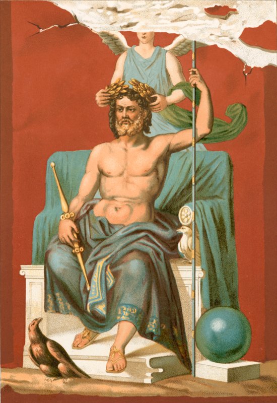 Zeus kronet af sejren af Etienne Antoine Eugene Ronjat
