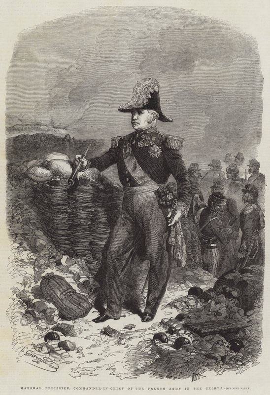 Marshal Pelissier, øverstkommanderende for den franske hær på Krim gravering af Eugen von Guerard