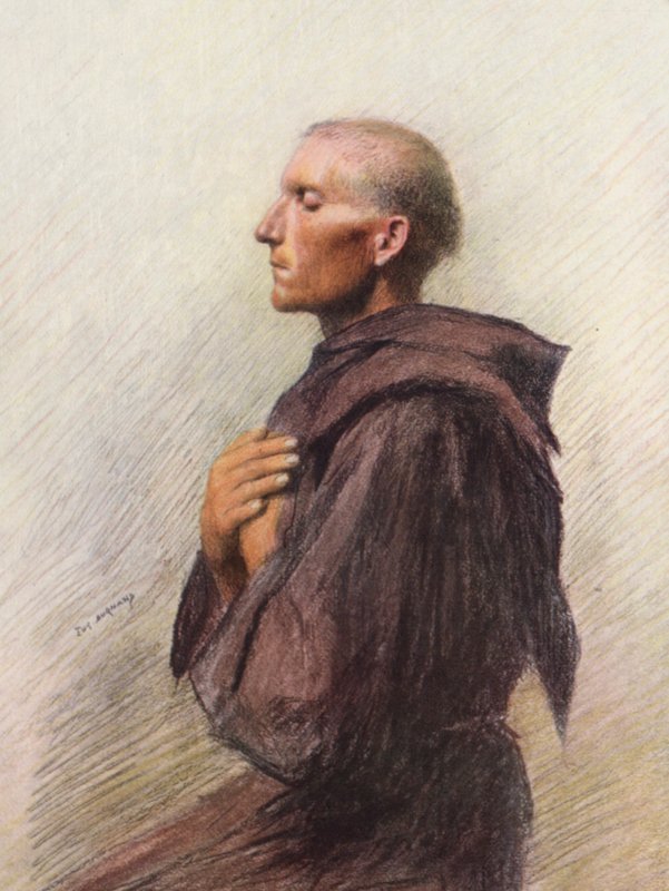 Broder Bernard af Quintavalle (farvelitografi) af Eugene (after) Burnand