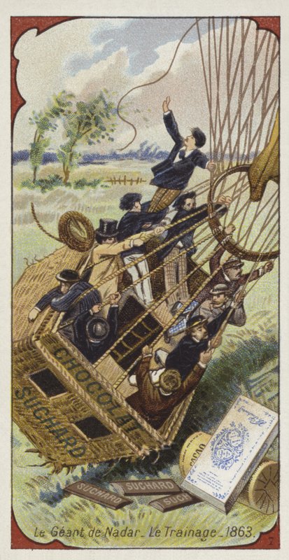 Nadars ballon Geant trækker sin kurv langs jorden, 1863 af European School