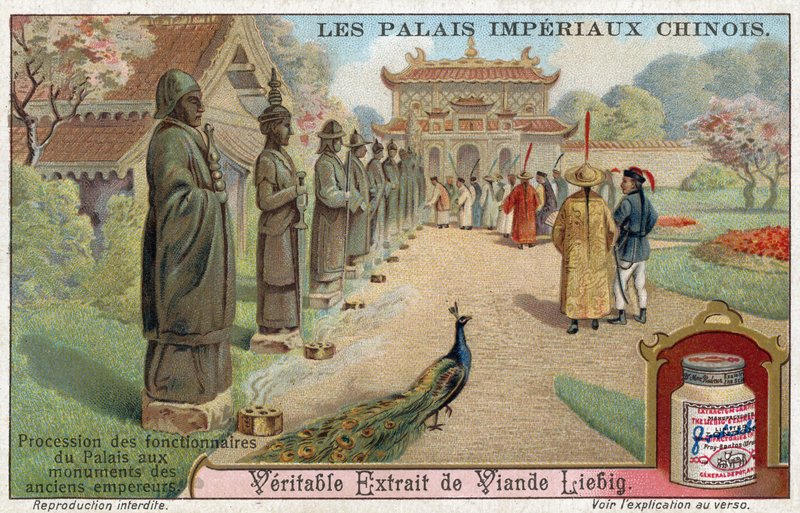 Palace officials visiting the statues of old emperors, China  af European School