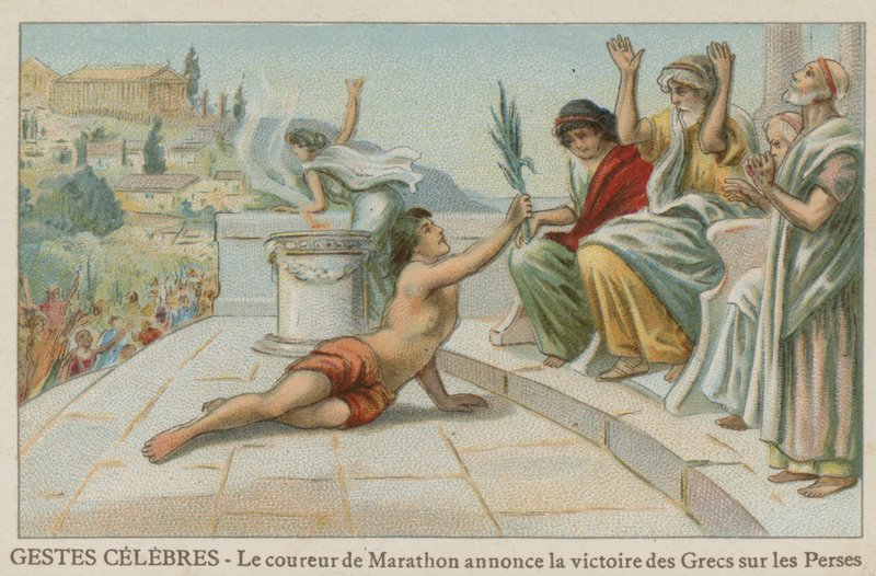Pheidippides bringer nyheder om grækernes sejr over perserne ved Marathon, 490 f.Kr. af European School