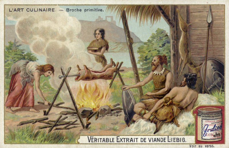 Primitive spit roast  af European School
