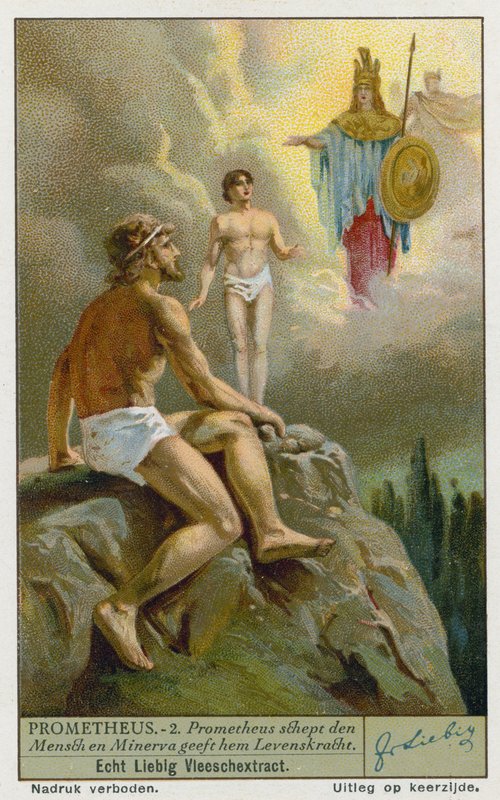 Prometheus creates man from clay and Athena (Minerva) gives him life  af European School