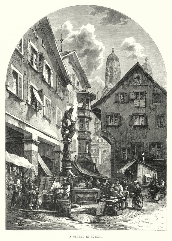 En gade i Zürich (gravering) af European School