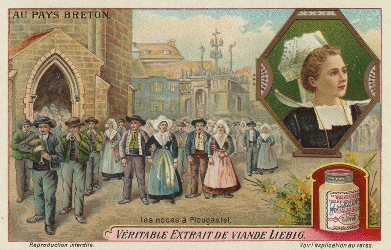 Et bryllup i Plougastel (chromolitho) af European School