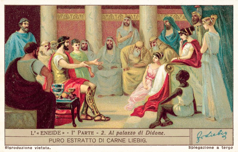 Aeneas ved Didos palads (chromolitho) af European School