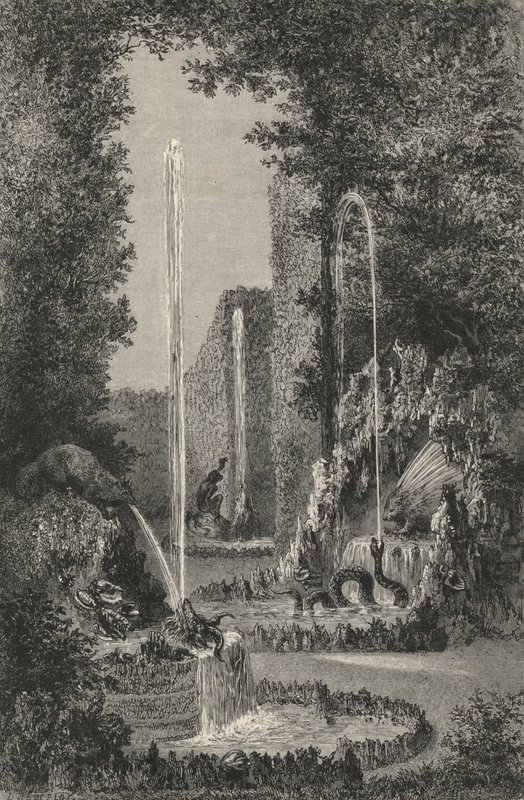 Den gamle labyrint i Versailles (gravering) af European School