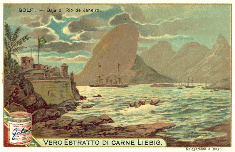 Rio de Xaneiro-bugten, Brasilien (chromolith) af European School