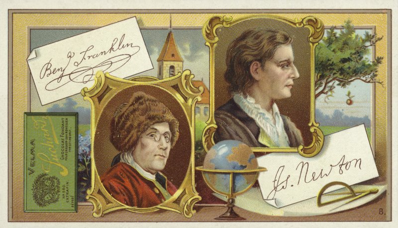 Benjamin Franklin og Isaac Newton af European School