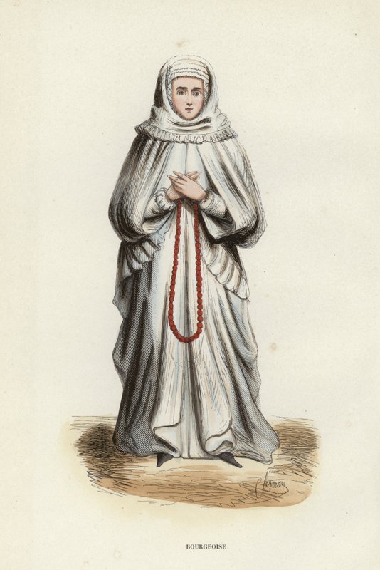 Bourgeoise (farvet gravering) af European School