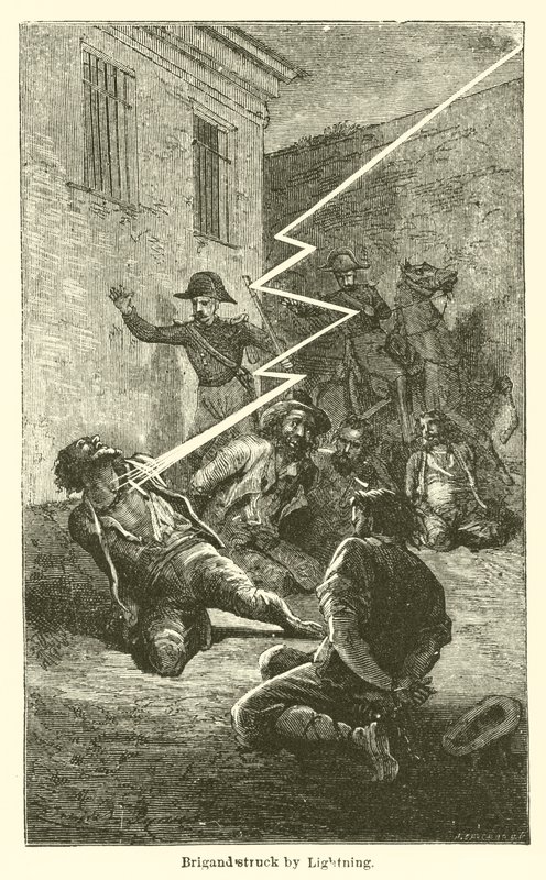 Brigand ramt af lynet (gravering) af European School