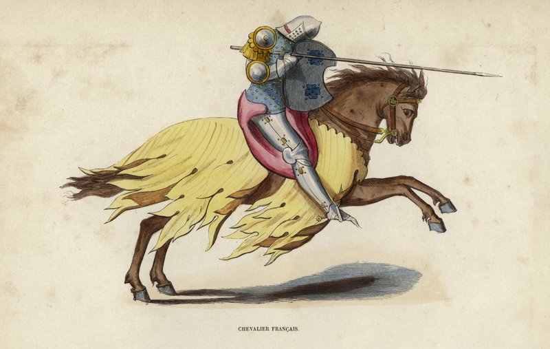 Chevalier Francais (farvet gravering) af European School