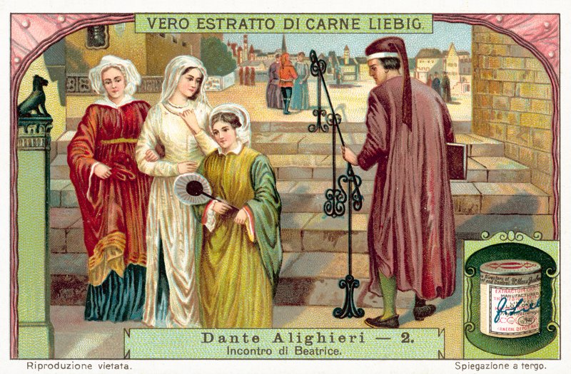 Dante møder Beatrice (chromolitho) af European School