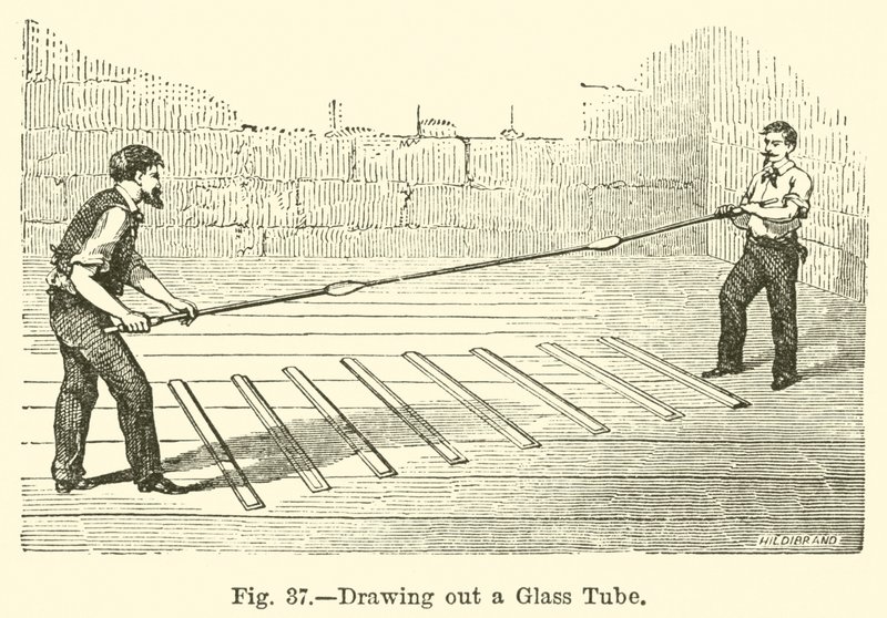 Tegning af et glasrør (gravering) af European School
