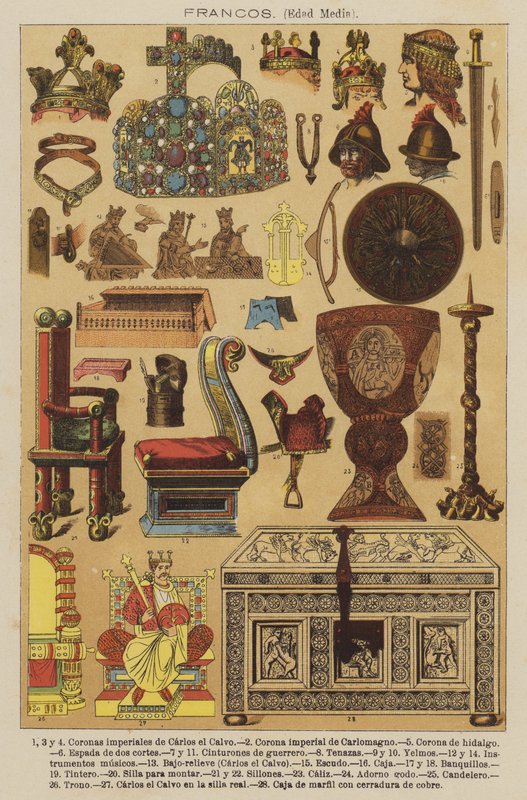 Francos, middelalder (farve litho) af European School
