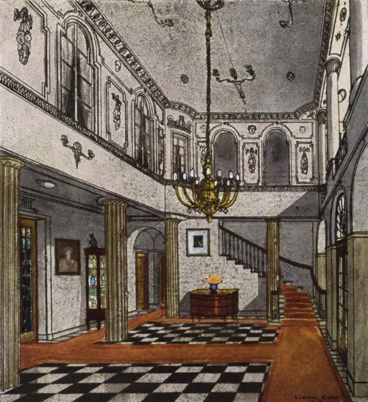 Hall (farve litho) af European School