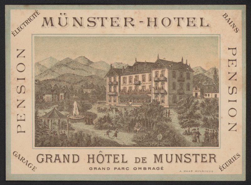 Hotel Trade Card (farvet gravering) af European School