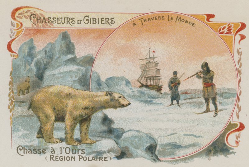 Jagt efter isbjørne (chromolitho) af European School