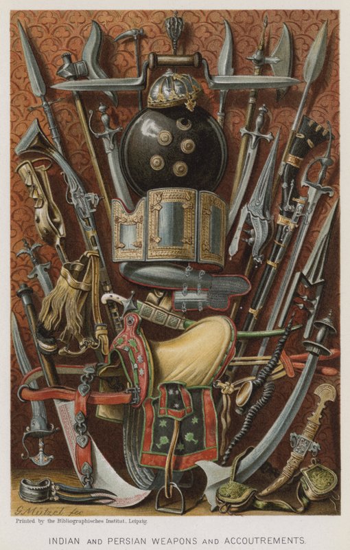 Indiske og persiske våben og udstyr (chromolitho) af European School