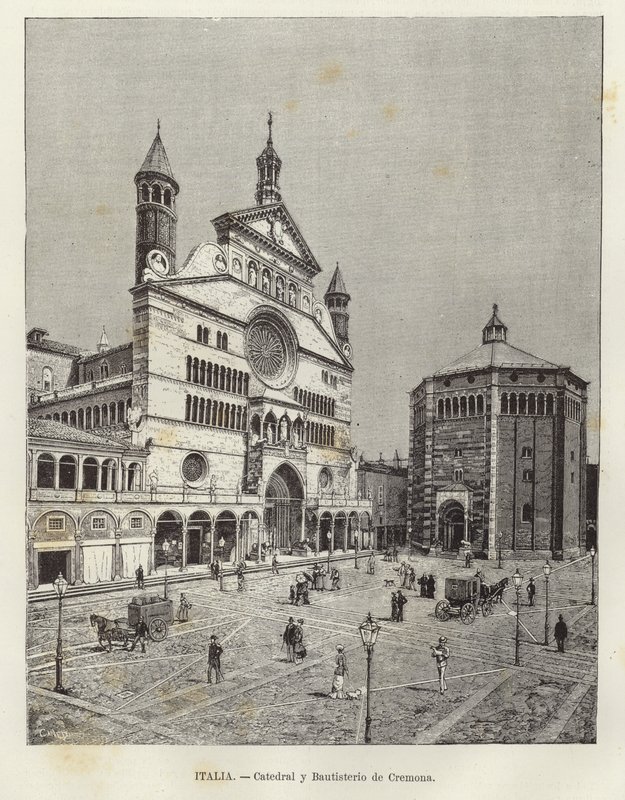 Italien - Cremona-katedralen og dåbskapellet af European School