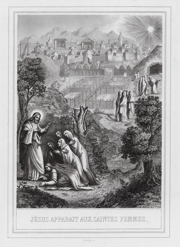 Jesus viser sig for de hellige kvinder (kobberstik) af European School