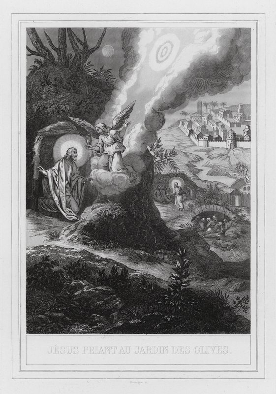 Jesus beder i Olivenhaven (gravering) af European School
