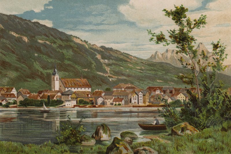 Vierwaldstättersee: Arth (farve litho) af European School