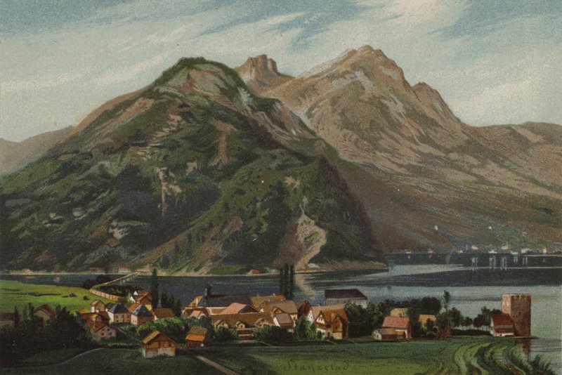 Vierwaldstättersøen: Stansstad (farve litho) af European School