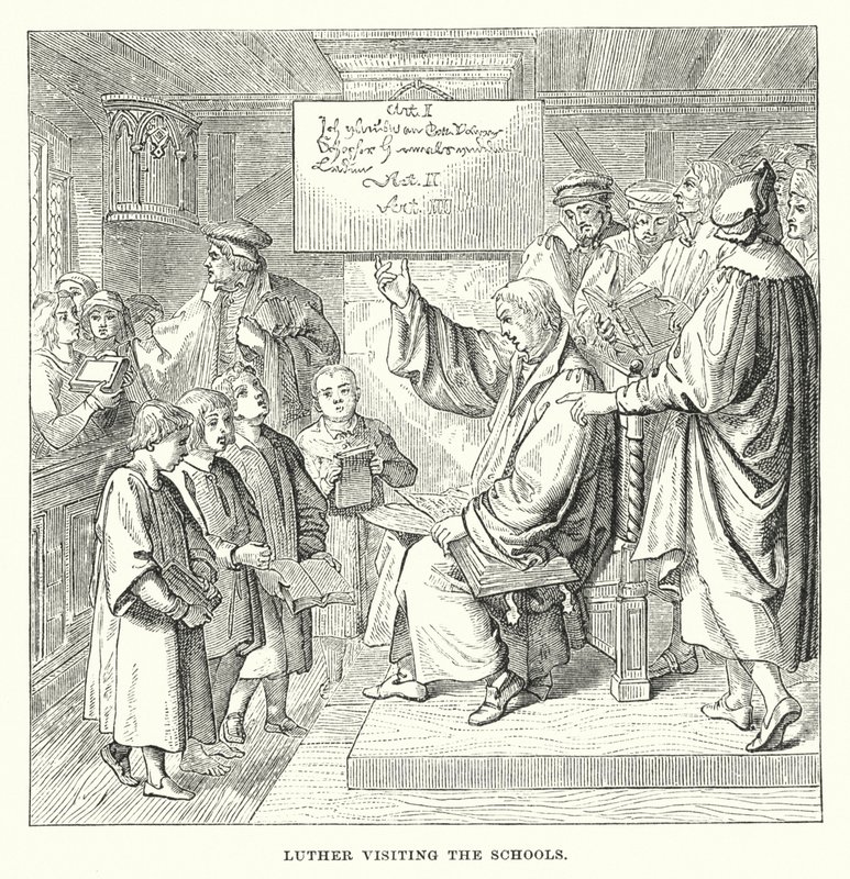 Luther besøger skolerne (gravering) af European School