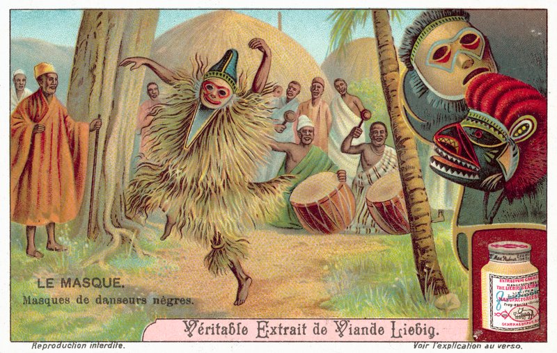 Masker af afrikanske dansere (chromolitho) af European School