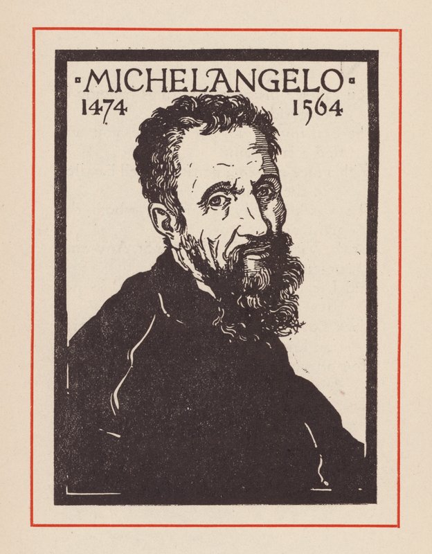 Michelangelo, italiensk renæssancekunstner og arkitekt (litografi) af European School