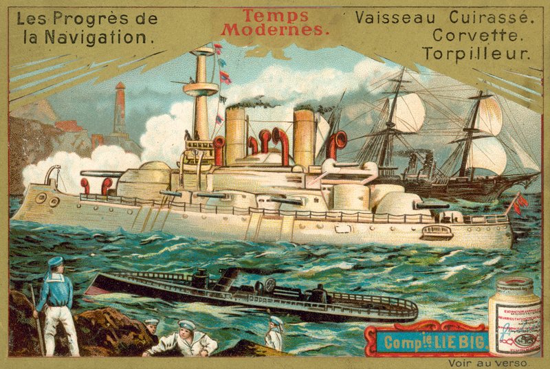 Moderne krigsskibe (chromolitho) af European School
