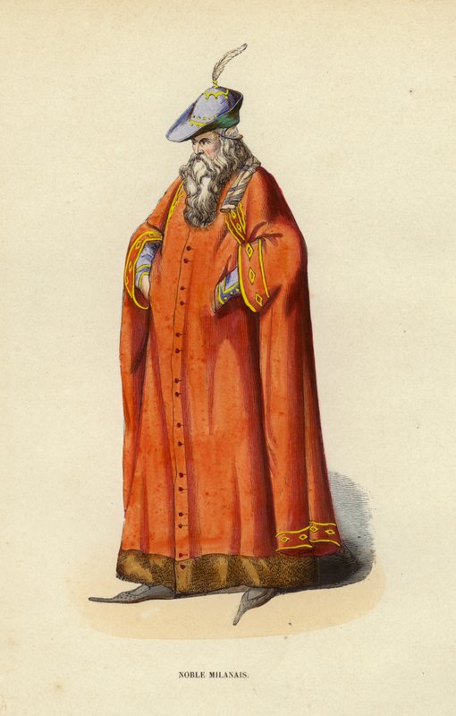 Noble Milanais (farvet gravering) af European School