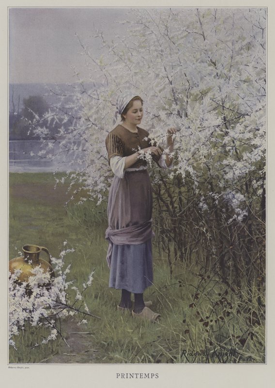 Printemps (forår) (farve litho) af European School
