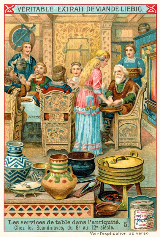 Skandinavisk service, 8.-12. århundrede (chromolitho) af European School