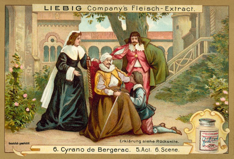Scene fra Cyrano de Bergerac (chromolitho) af European School