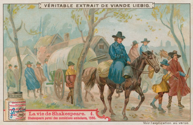 Shakespeare med rejsende skuespillere, 1590 af European School