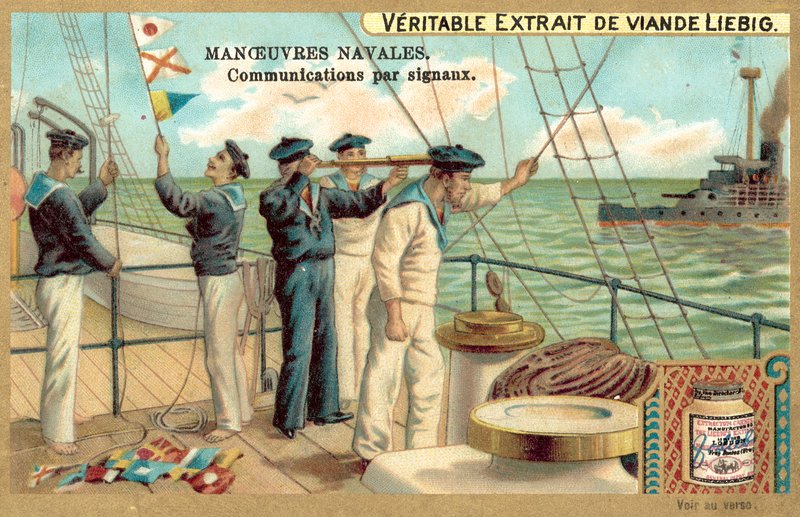 Signalering mellem skibe (chromolitho) af European School
