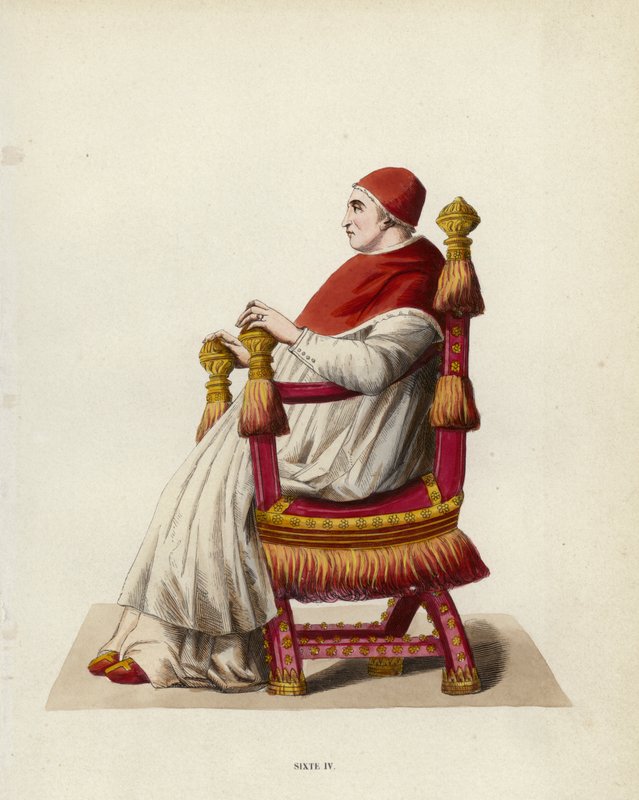 Sixte IV (farvet gravering) af European School