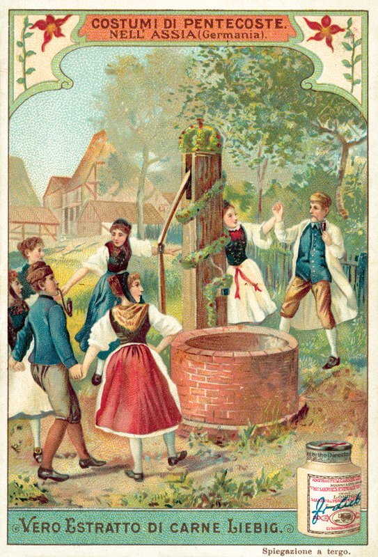 Traditionel pinsefest i Hessen, Tyskland (chromolitho) af European School