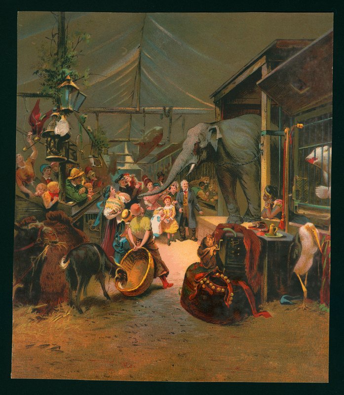Besøgende i et menageri (chromolitho) af European School